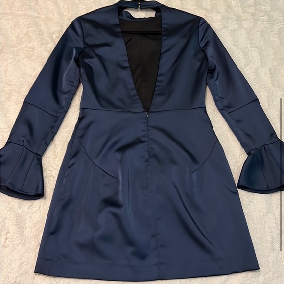 Zara Sz XS Satin Backless Dress in Navy Blue - Picture 7 of 15